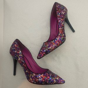 Trina Turk Sequin Pump Multicolor Stiletto Heel Pointy Tip